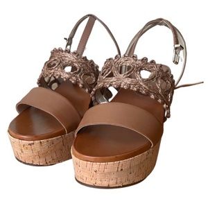 Brand new Jessica Simpson platform sandals with crochet detail